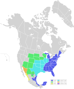 Distribución de las especies de Terrapene.