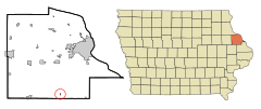 Dubuque County Iowa Incorporated and Unincorporated areas Bernard Highlighted.svg