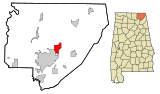 Jackson County Alabama Incorporated and Unincorporated areas Hollywood Highlighted.svg
