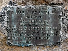 Jose Perez Gonzalez - Memorial plate - Masca - Macizo de Teno
