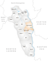 Karte Gemeinden des Bezirks Muri 2011