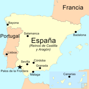 Archivo:Lugares de trascendencia del primer viaje de Colón en España y Portugal