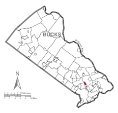 Map of Langhorne, Bucks County, Pennsylvania Highlighted.png