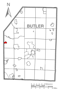 Map of Portersville, Butler County, Pennsylvania Highlighted.png