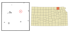 Marshall County Kansas Incorporated and Unincorporated areas Beattie Highlighted.svg