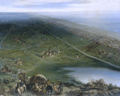 Panoramic view on the Battle of Dunes in 1658