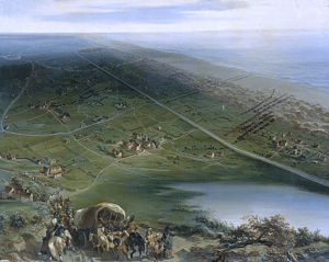 Archivo:Panoramic view on the Battle of Dunes in 1658