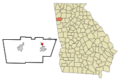 Polk County Georgia Incorporated and Unincorporated areas Aragon Highlighted.svg