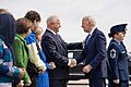 President Joe Biden greets Governor Tim Walz at Minneapolis-Saint Paul Joint Air Reserve Station in Minnesota