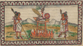 Sacrificio de tlaxcaltecas a la diosa Toci durante el reinado de Moctezuma II, en el folio 181r