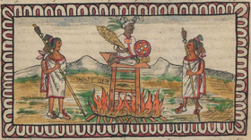 Archivo:Sacrificio de tlaxcaltecas a la diosa Toci durante el reinado de Moctezuma II, en el folio 181r