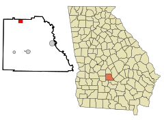 Wilcox County Georgia Incorporated and Unincorporated areas Pineview Highlighted.svg