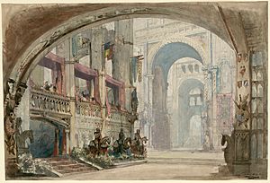 Archivo:Charles-Antoine Cambon - Set design for the première of Rossini's Robert Bruce, Act III, Scene 3