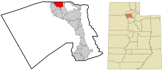 Davis County Utah incorporated and unincorporated areas Clinton highlighted.svg