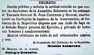 Decreto de expulsión del ejército del General Contreras