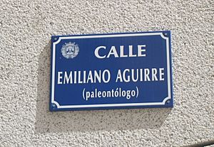Archivo:Emiliano Aguirre street sign - Burgos, Spain