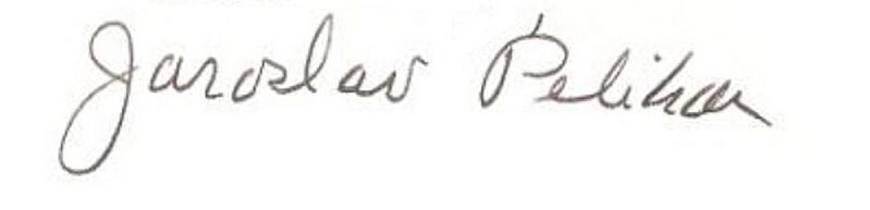 Jaroslav Pelikan signature 20.8.1998
