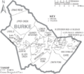 Map of Burke County North Carolina With Municipal and Township Labels