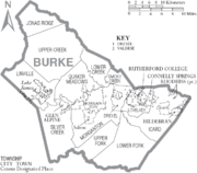 Archivo:Map of Burke County North Carolina With Municipal and Township Labels