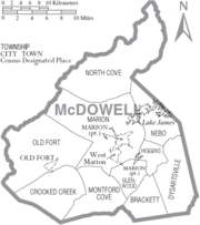 Archivo:Map of McDowell County North Carolina With Municipal and Township Labels