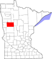 Map of Minnesota highlighting Becker County