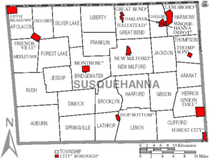 Archivo:Map of Susquehanna County Pennsylvania With Municipal and Township Labels