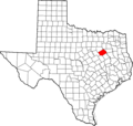 Map of Texas highlighting Navarro County