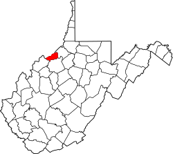 Map of West Virginia highlighting Pleasants County.svg
