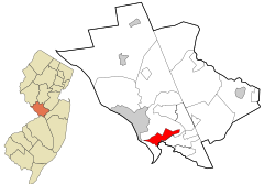Mercer County New Jersey incorporated and unincorporated areas White Horse highlighted.svg