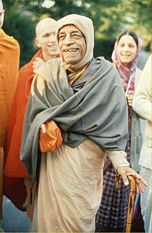 Prabhupada on a morning walk in Germany 1974.jpg