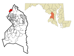 Prince George's County Maryland Incorporated and Unincorporated areas Calverton Highlighted.svg