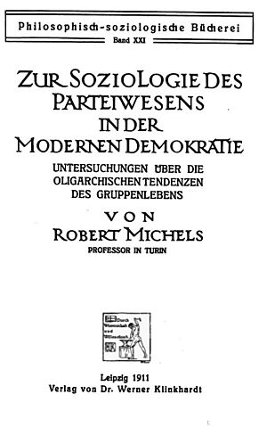 Archivo:Title page of Political Parties by Robert Michels