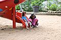 Two girls talking