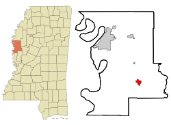 Washington County Mississippi Incorporated and Unincorporated areas Hollandale Highlighted.svg