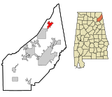 DeKalb County Alabama Incorporated and Unincorporated areas Ider Highlighted.svg