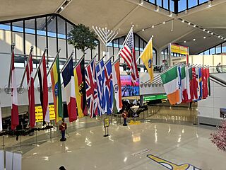 Flags of countries served from Newark Liberty International Airport - Terminal B.jpg