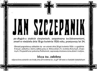 Archivo:Jan Szczepanik - nekrolog