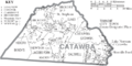 Map of Catawba County North Carolina With Municipal and Township Labels