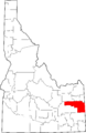 Map of Idaho highlighting Bonneville County