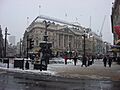 Piccadilly Circus in snow 2