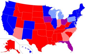 Archivo:Red states and blue states of the US based on data from the 2008, 2012, 2016 and 2020 presidential elections