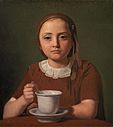 Constantin Hansen 'Portrait of a Little Girl, Elise Købke, with a Cup in front of her'
