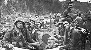 Archivo:Japanese flags are displayed by the weary Marines
