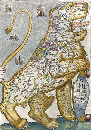 Archivo:Leo Belgicus (Dutch-Belgic Lion of the Low Countries) Famiano Strada c1647