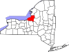 Mapa de Nueva York con la ubicación del condado de Oswego