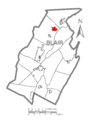 Map of Tipton, Blair County, Pennsylvania Highlighted
