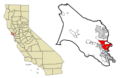 Marin County California Incorporated and Unincorporated areas San Rafael Highlighted.svg