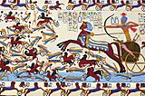 Archivo:Modern loose interpretation at the The Pharaonic Village in Cairo of a Battle scene from the Great Kadesh reliefs of Ramses II on the Walls of the Ramesseum