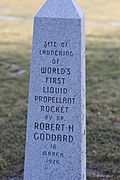 Monument for Robert H. Goddard's First Rocket Launch 16 Mar 1969.JPG