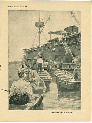 Archivo:Nuevo Mundo, visita a la Numancia, July 27th 1898, by Mariano Pedrero